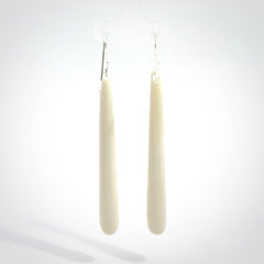 Hand carved large sized, bone drop earrings. Hand made by Kristal Thompson. One only bone drop earrings. Real bone art to wear. Free Shipping worldwide