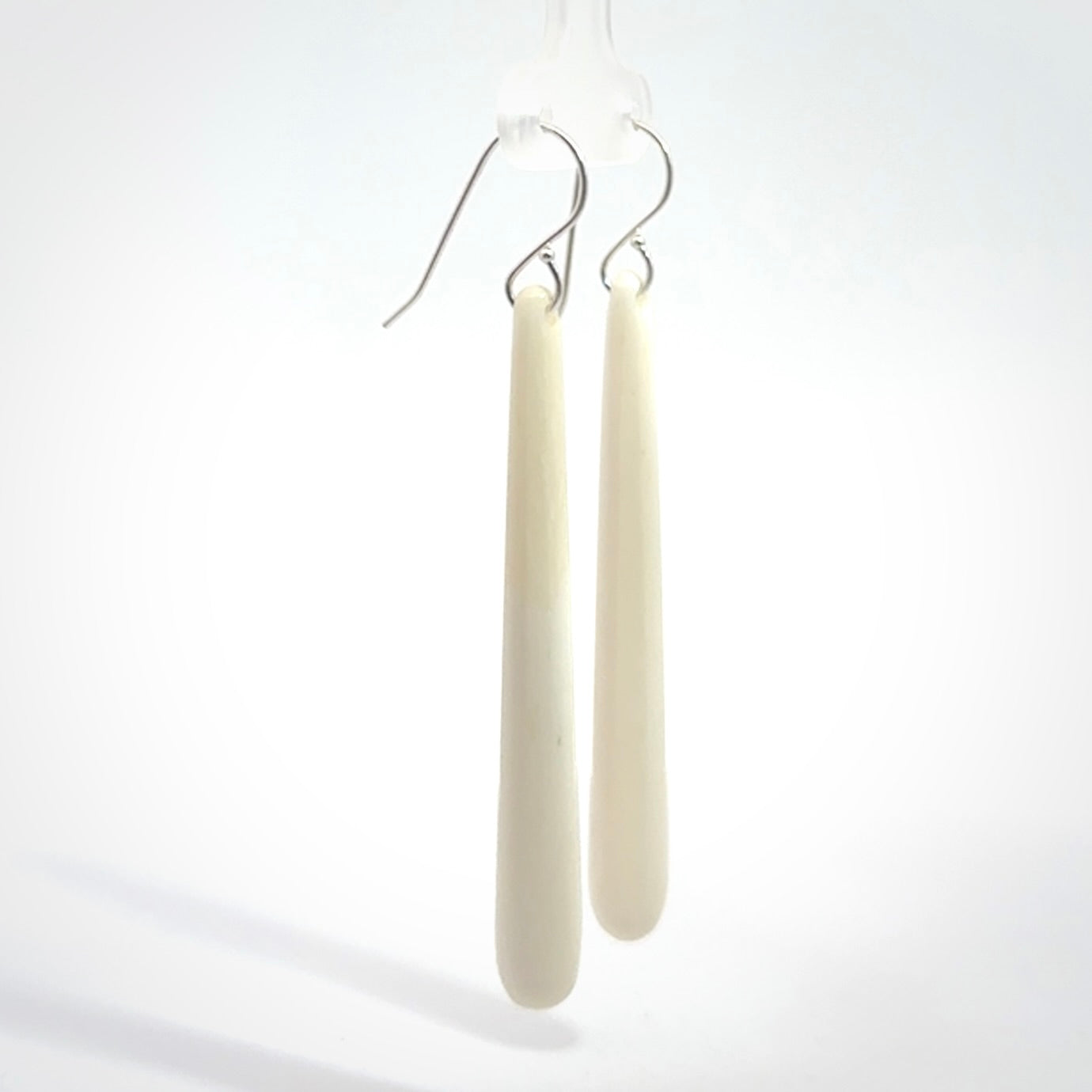 Hand carved large sized, bone drop earrings. Hand made by Kristal Thompson. One only bone drop earrings. Real bone art to wear. Free Shipping worldwide