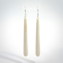 Hand carved large sized, bone drop earrings. Hand made by Kristal Thompson. One only bone drop earrings. Real bone art to wear. Free Shipping worldwide