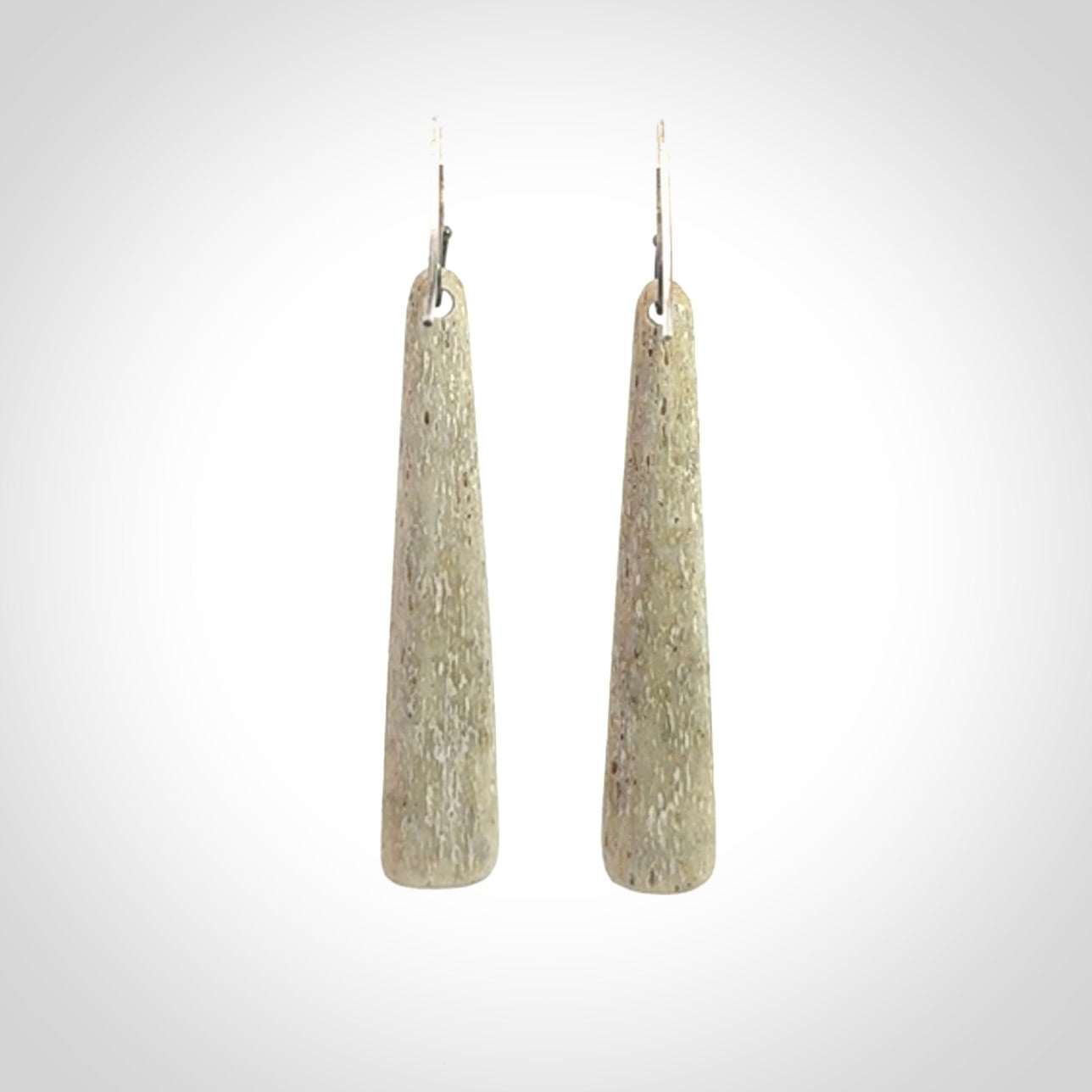 Hand carved large whalebone drop earrings hand made by Kristal Thompson. One only large whale bone drop earrings. Real whale bone art to wear. Free Shipping worldwide. One pair only, delivered in a kete pouch.