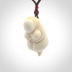 Hand carved large Blomi Goddess pendants carved from Deer Antler. Large deer antler bone carving of a female goddess. Unique are to wear. We provide these on adjustable cords and shipping is included in the price.