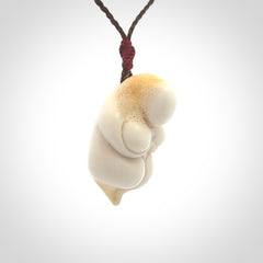 Hand carved large Blomi Goddess pendants carved from Deer Antler. Large deer antler bone carving of a female goddess. Unique are to wear. We provide these on adjustable cords and shipping is included in the price.