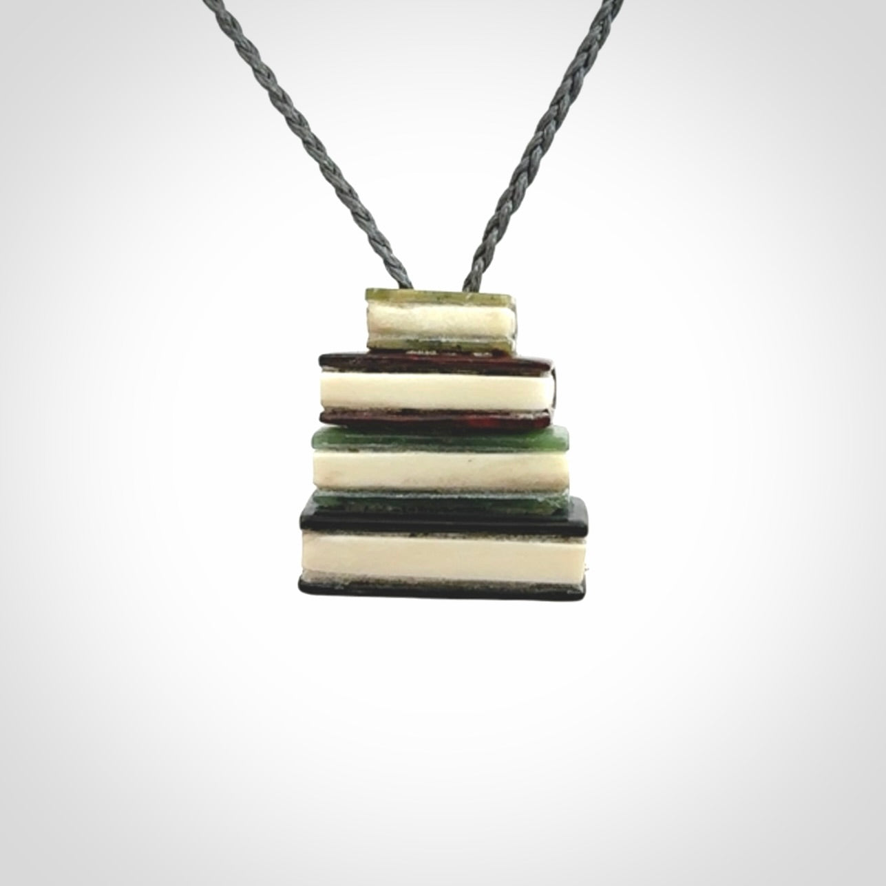 Book Lovers Unite! Jade, Jasper and Bone Book Stack Pendant