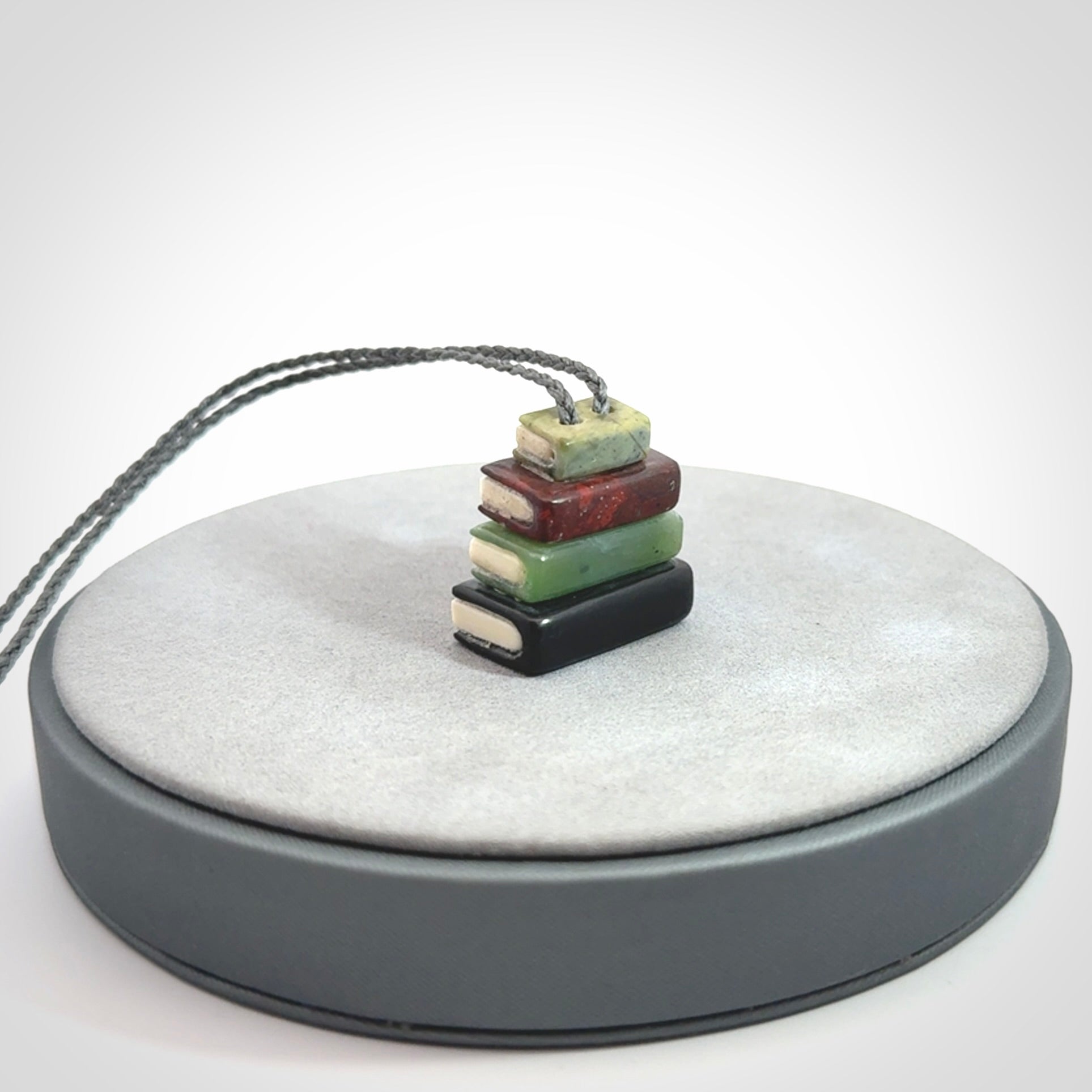 Book Lovers Unite! Jade, Jasper and Bone Book Stack Pendant