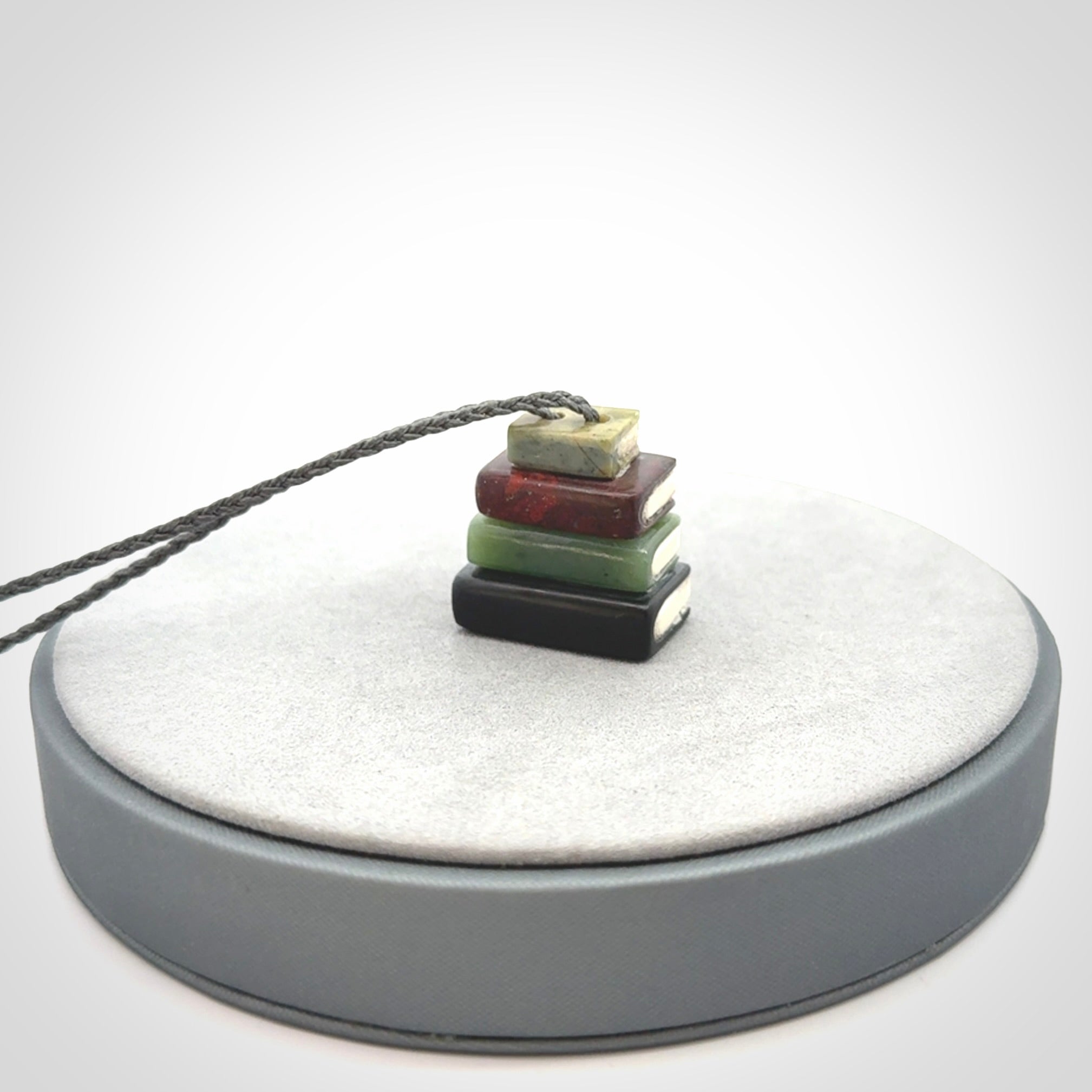 Book Lovers Unite! Jade, Jasper and Bone Book Stack Pendant