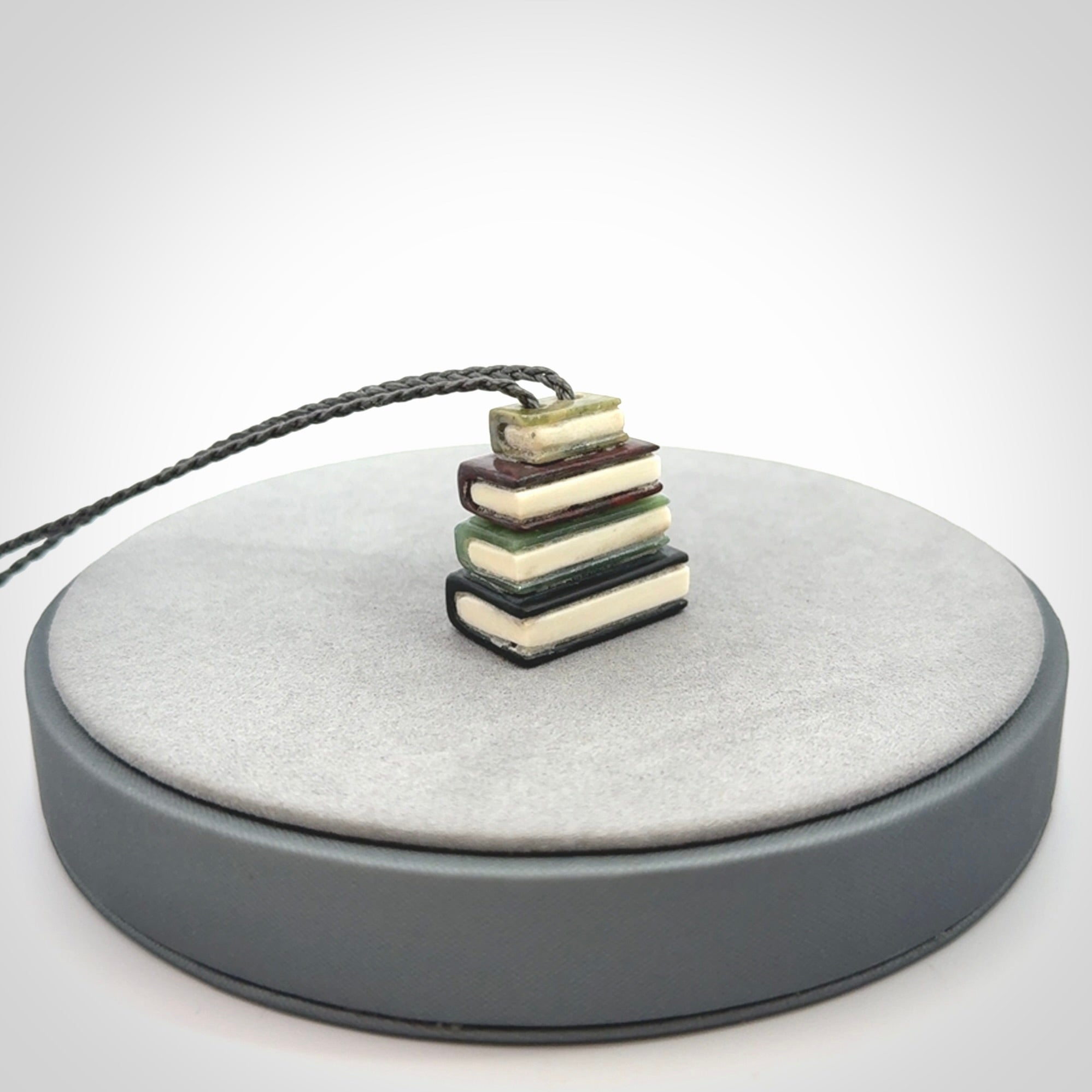 Book Lovers Unite! Jade, Jasper and Bone Book Stack Pendant