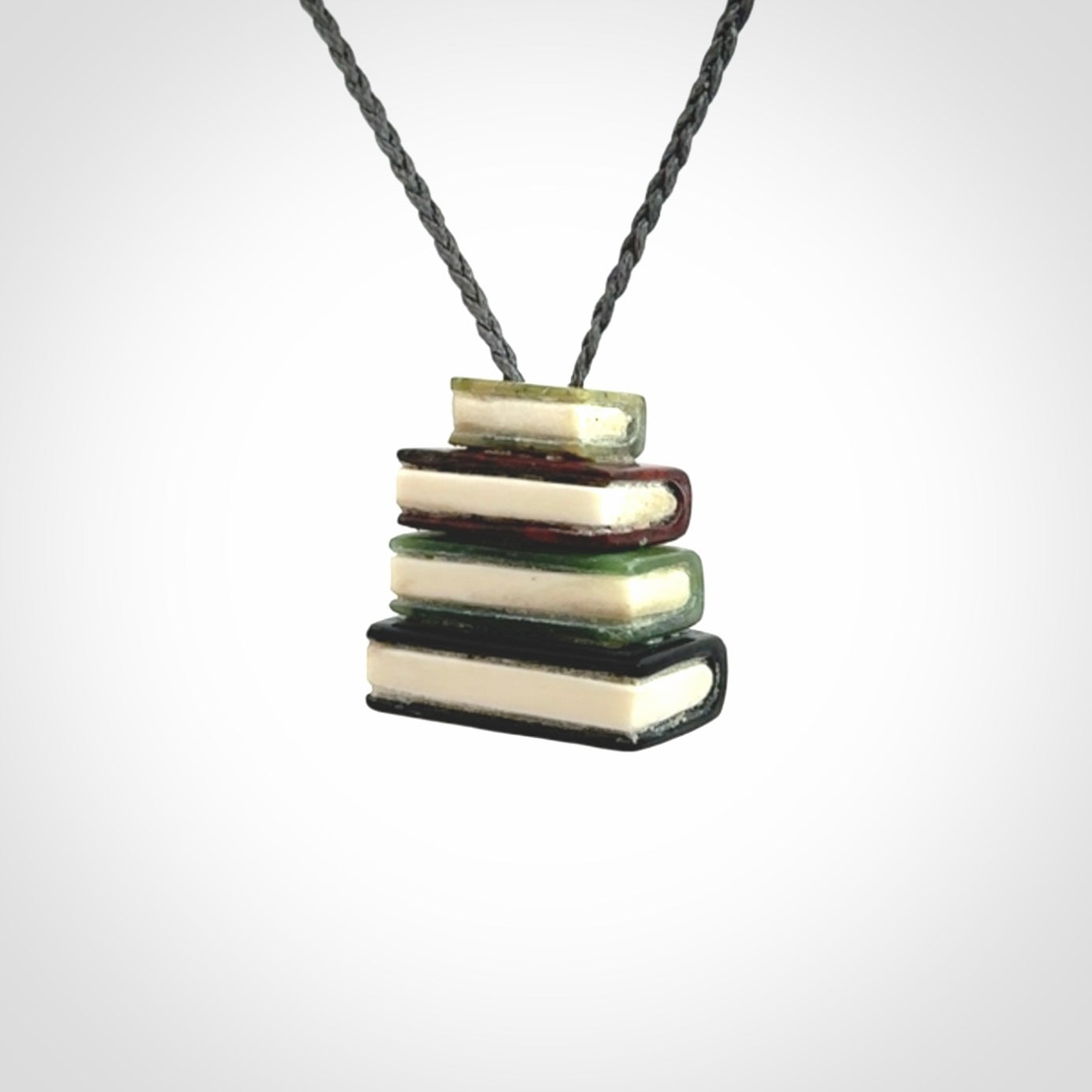 Book Lovers Unite! Jade, Jasper and Bone Book Stack Pendant