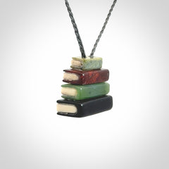 Book Lovers Unite! Jade, Jasper and Bone Book Stack Pendant