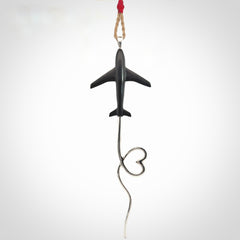 Hand carved plane and heart pendant from Australian Black Jade with Sterling Silver. This is a very cool piece of jewellery, hand made by NZ Pacific. We provide this with an adjustable cord. Free Postage Worldwide.