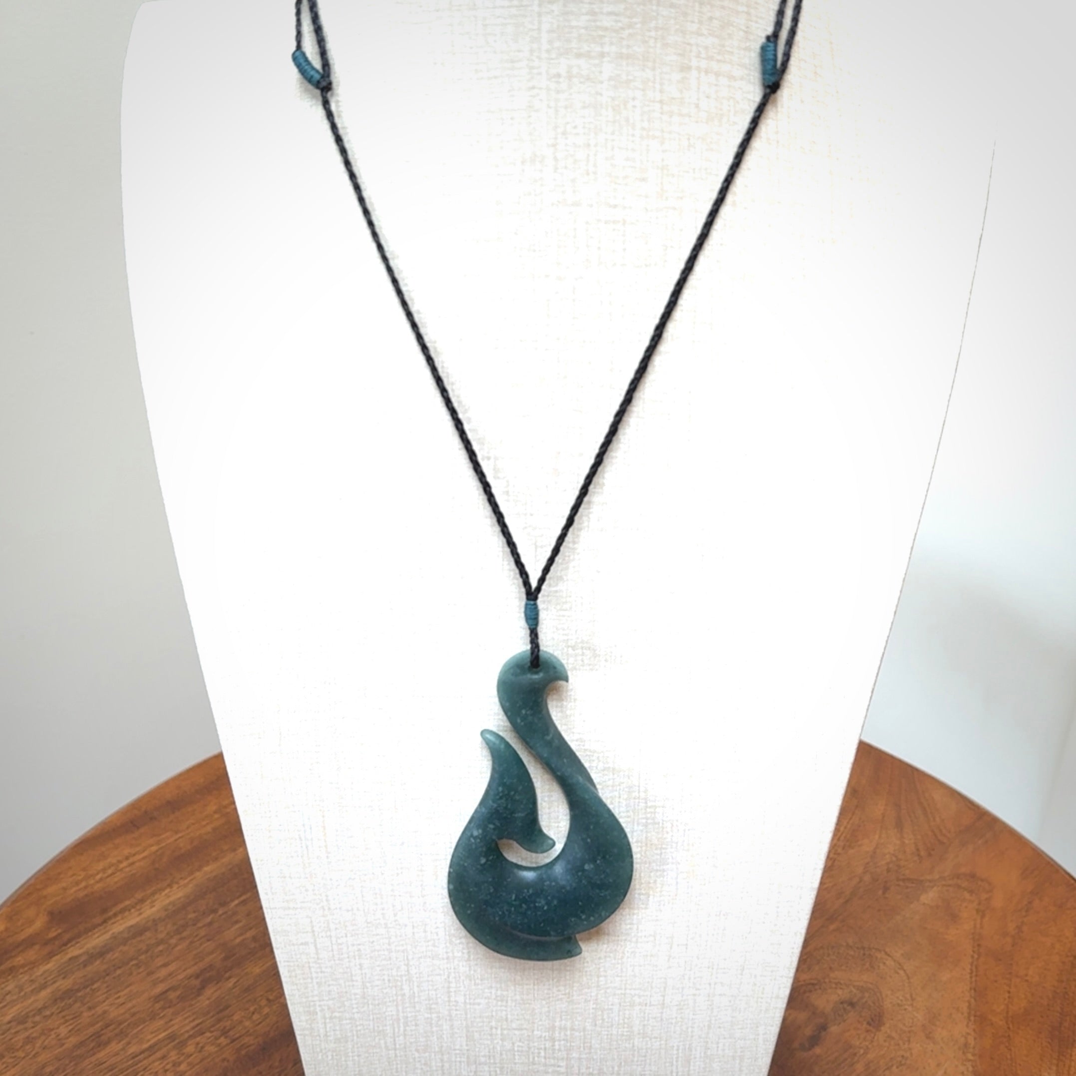 Hand carved large Guatemalan Jadeite Matau, Hook pendant.