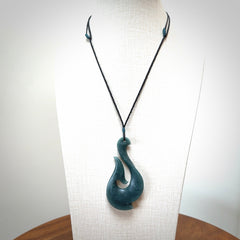 Hand carved large Guatemalan Jadeite Matau, Hook pendant.
