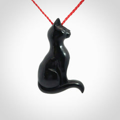 A Gorgeous Black Jade Cat Pendant