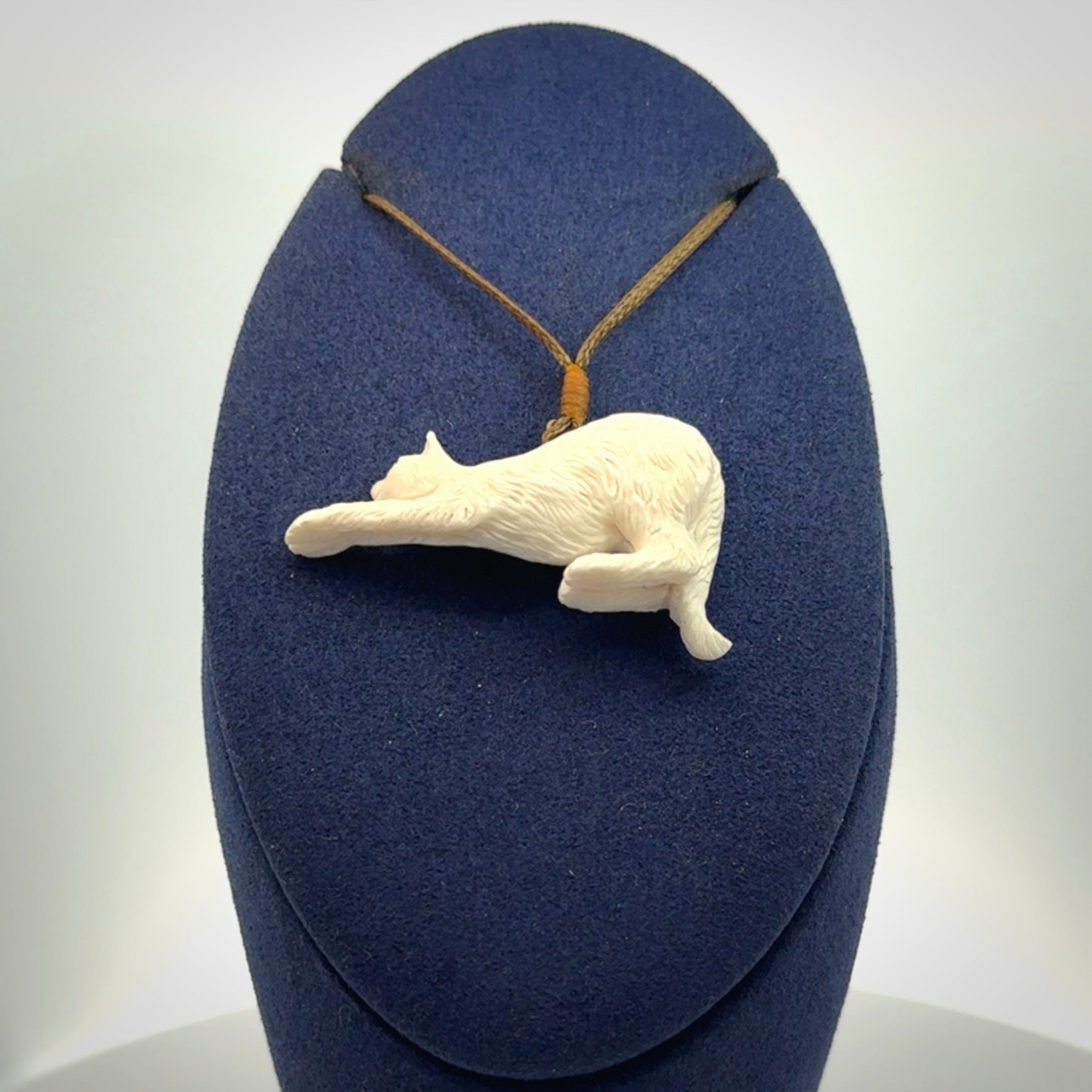 Hand carved Bone Cat pendant