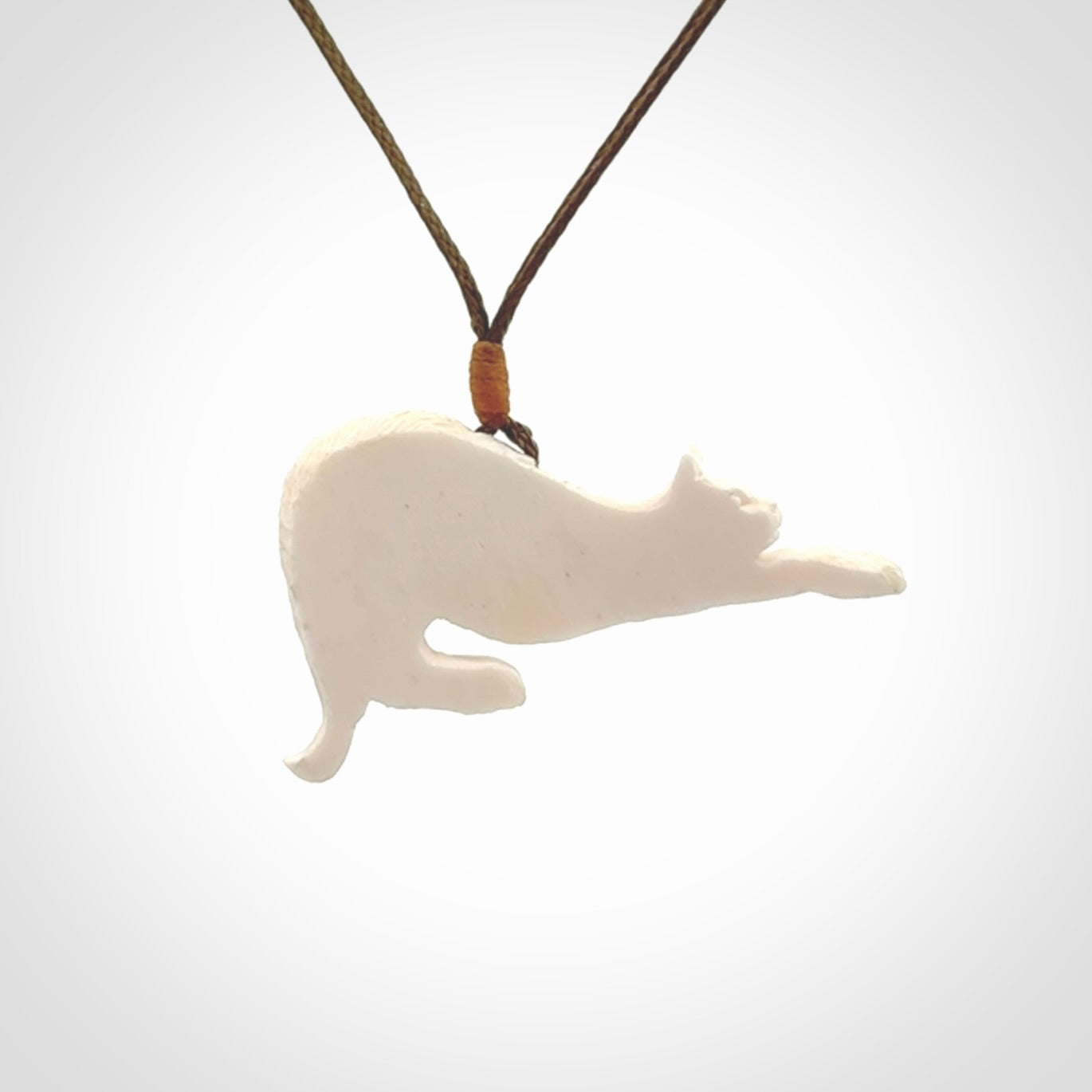 Hand carved Bone Cat pendant