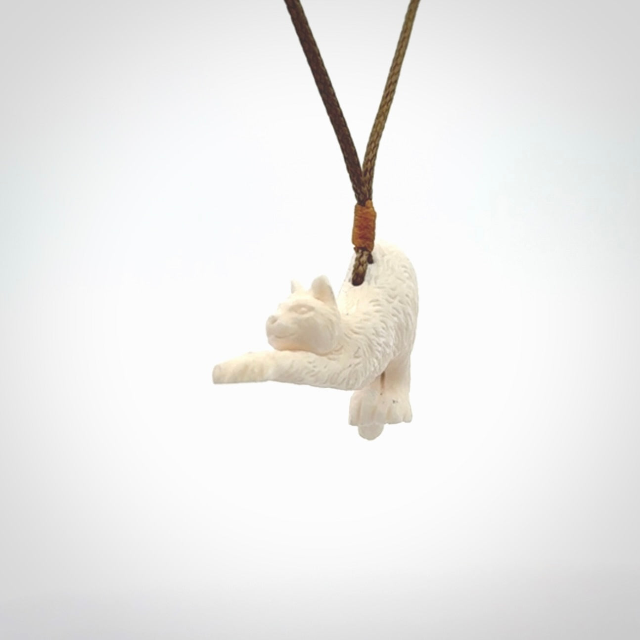 Hand carved Bone Cat pendant