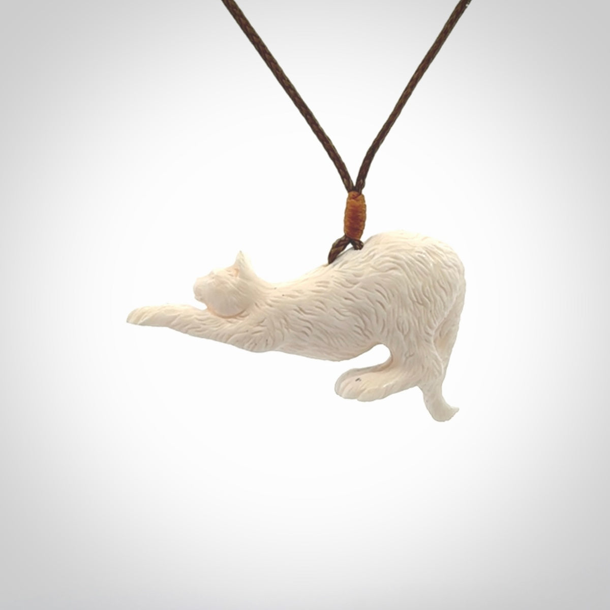 Hand carved Bone Cat pendant