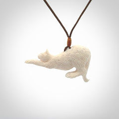 Hand carved Bone Cat pendant
