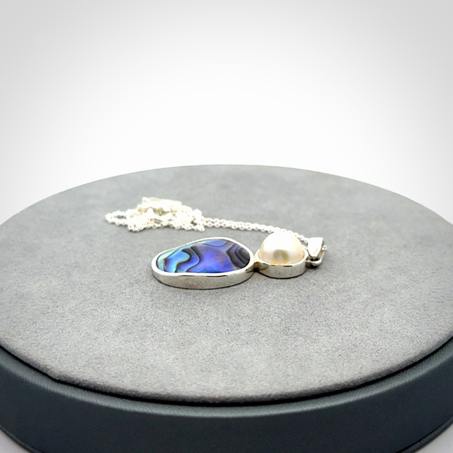 Beautiful Japanese White Mabe Pearl with Paua Shell Earrings