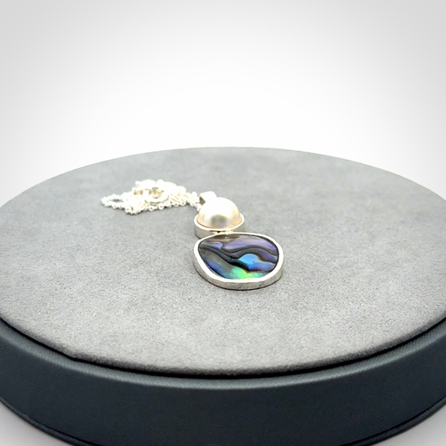 Beautiful Japanese White Mabe Pearl with Paua Shell Earrings