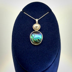 Beautiful Japanese White Mabe Pearl with Paua Shell Earrings
