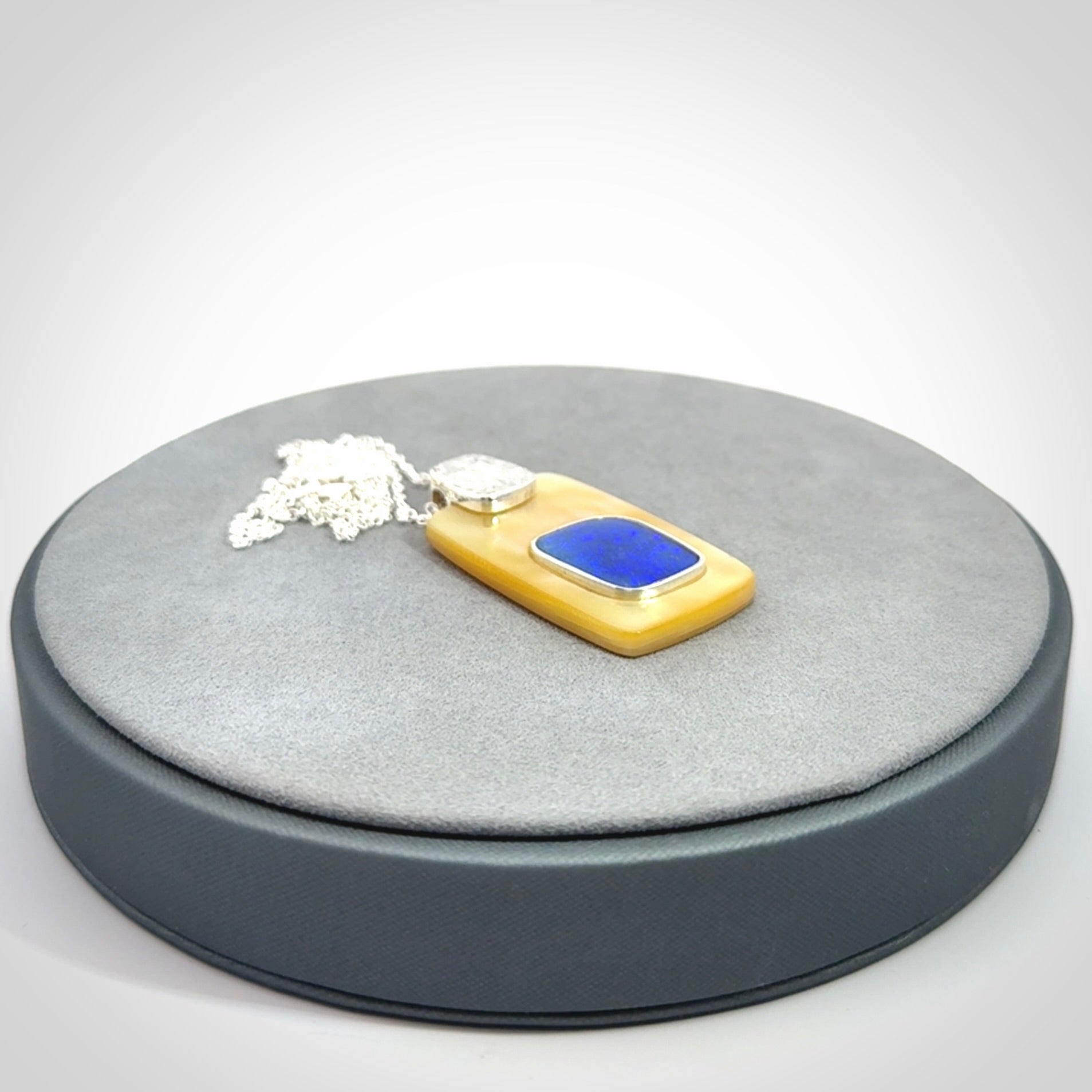 Mother of Pearl with Opal and Sterling Silver pendant