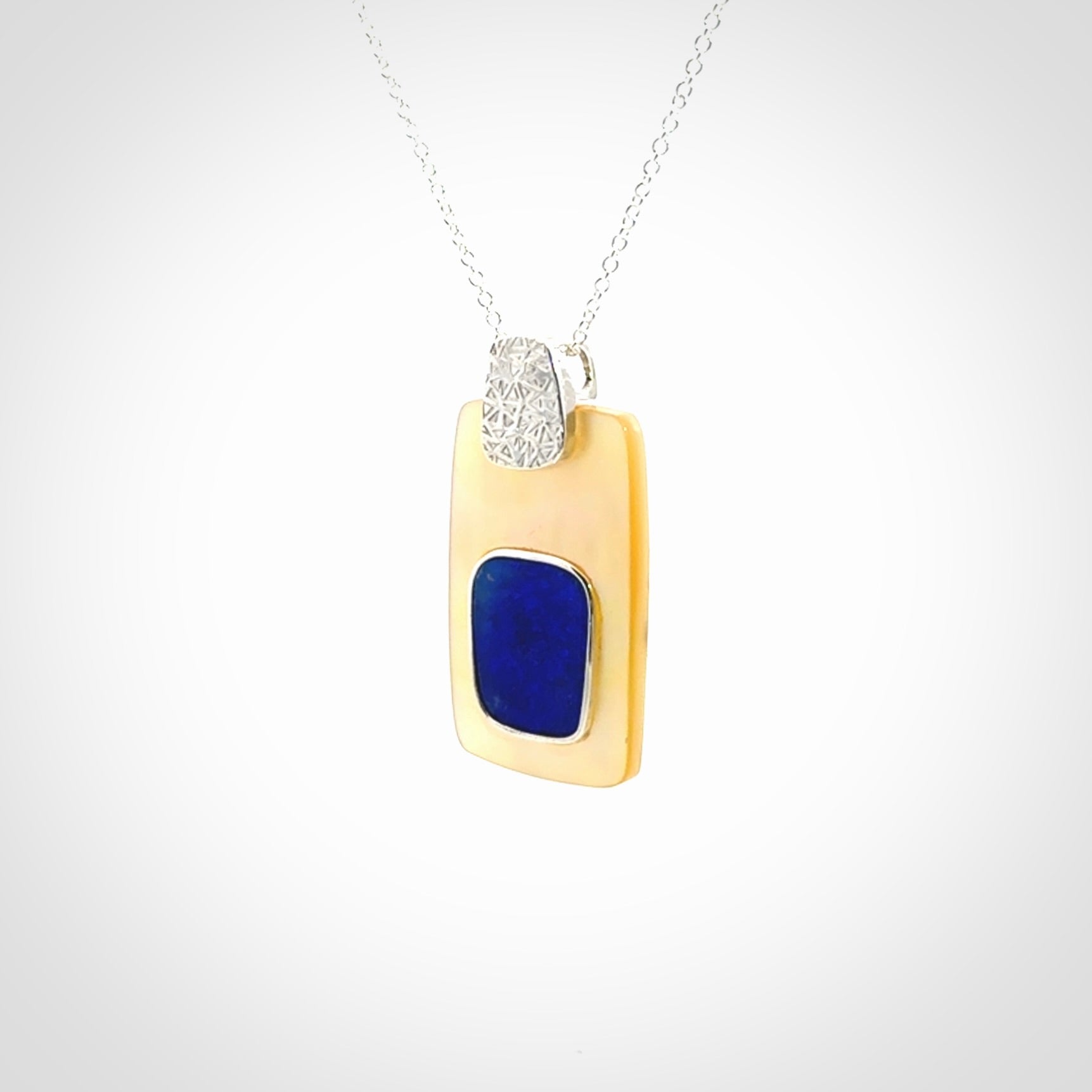 Mother of Pearl with Opal and Sterling Silver pendant