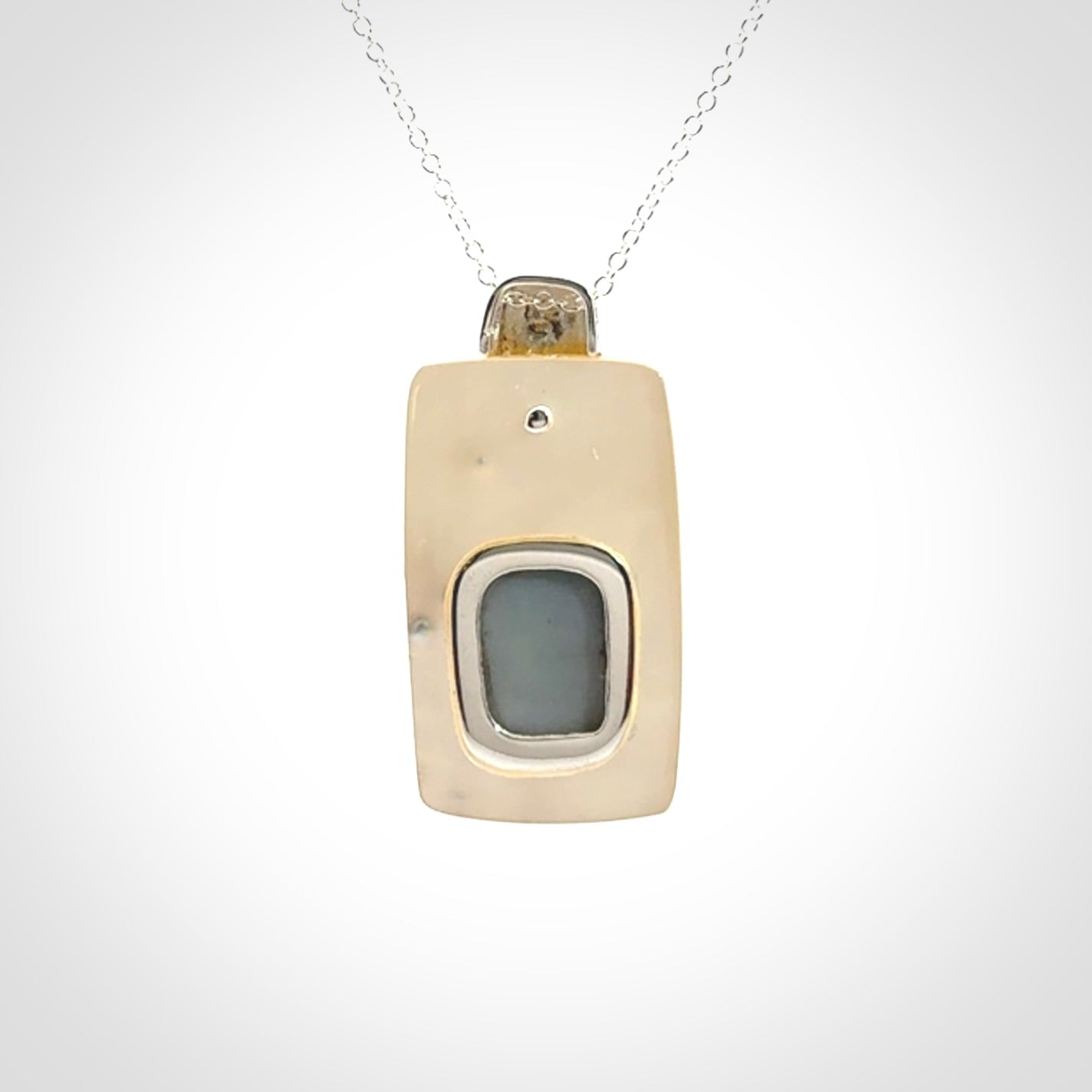 Mother of Pearl with Opal and Sterling Silver pendant