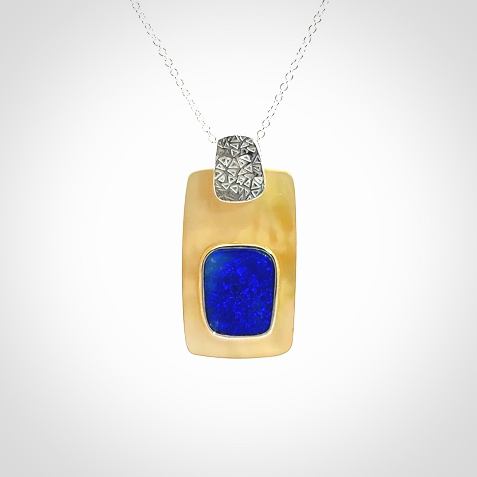 Mother of Pearl with Opal and Sterling Silver pendant
