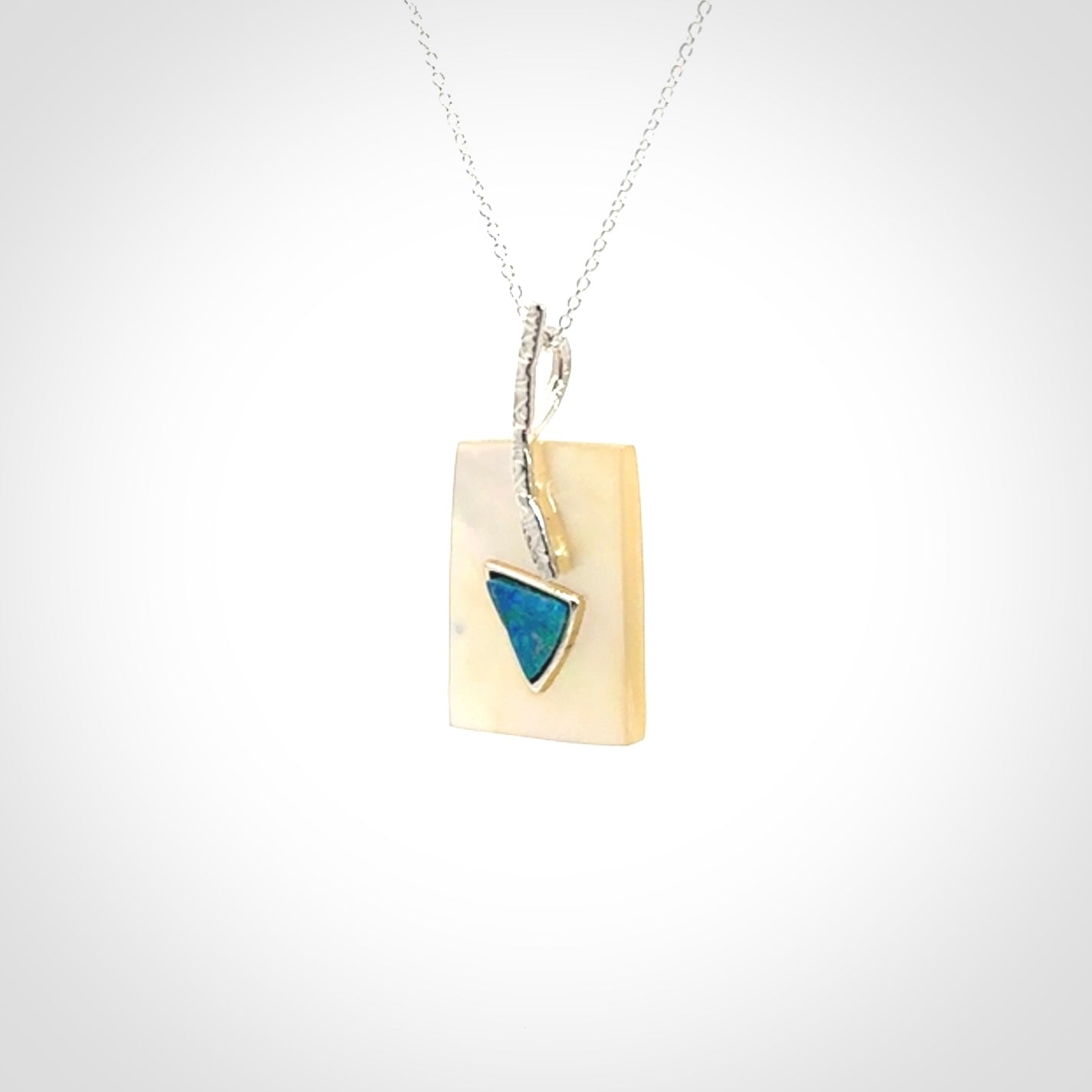 Mother of Pearl with Opal and Sterling Silver pendant