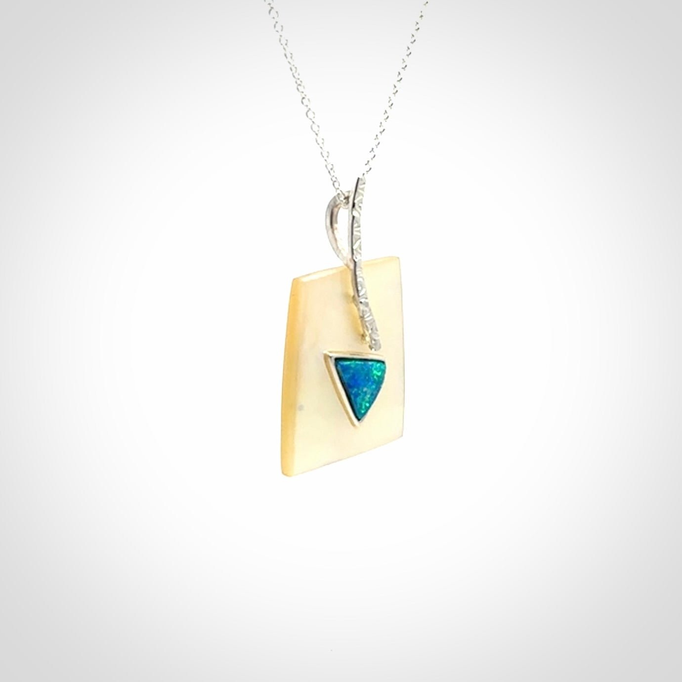 Mother of Pearl with Opal and Sterling Silver pendant