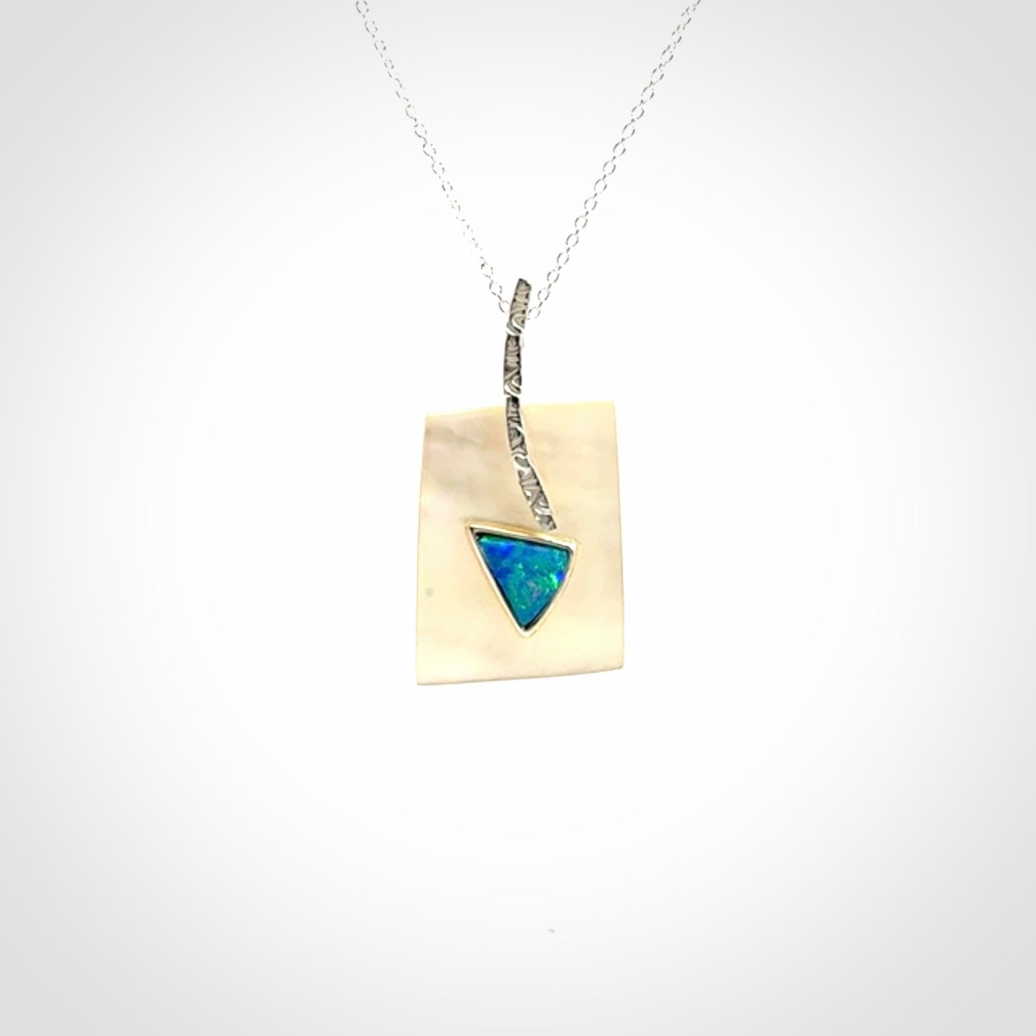 Mother of Pearl with Opal and Sterling Silver pendant