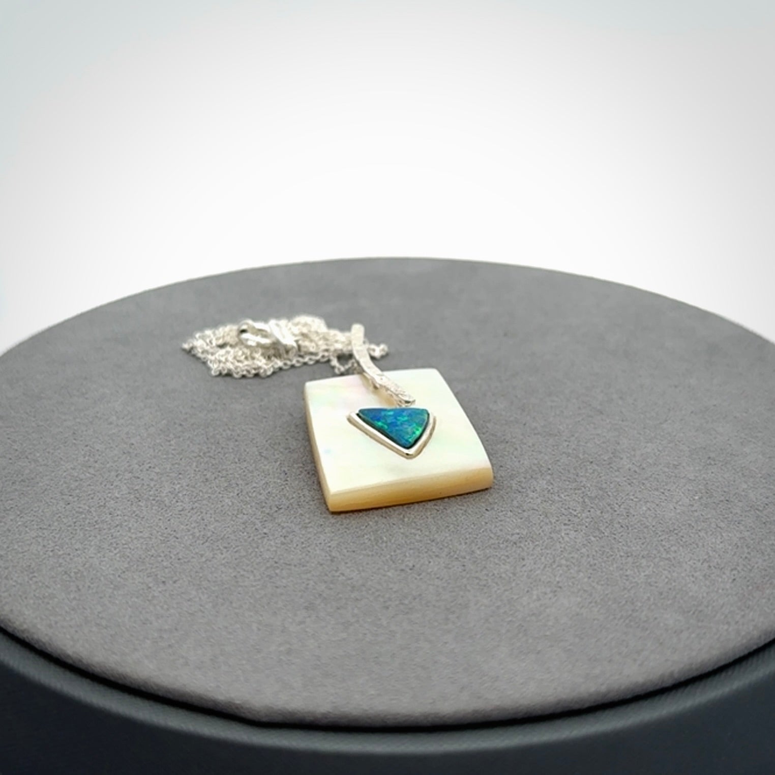 Mother of Pearl with Opal and Sterling Silver pendant