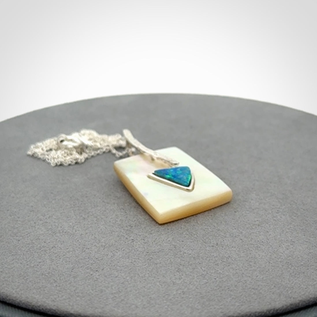 Mother of Pearl with Opal and Sterling Silver pendant