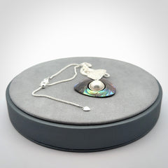 Paua Shell and Japanese White Pearl pendant with Sterling Silver