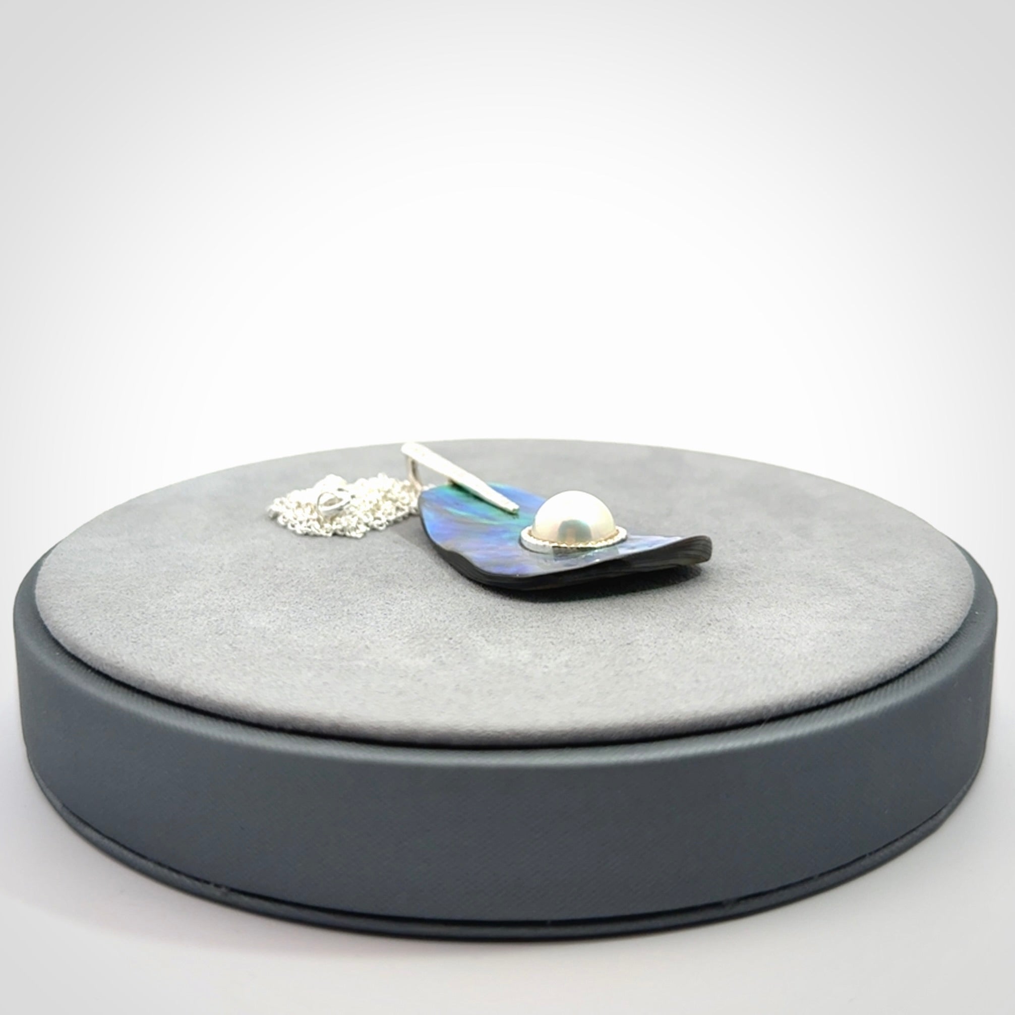 Hand crafted Paua Shell with Japanese White Mabe Pearl and Sterling Silver Pendant