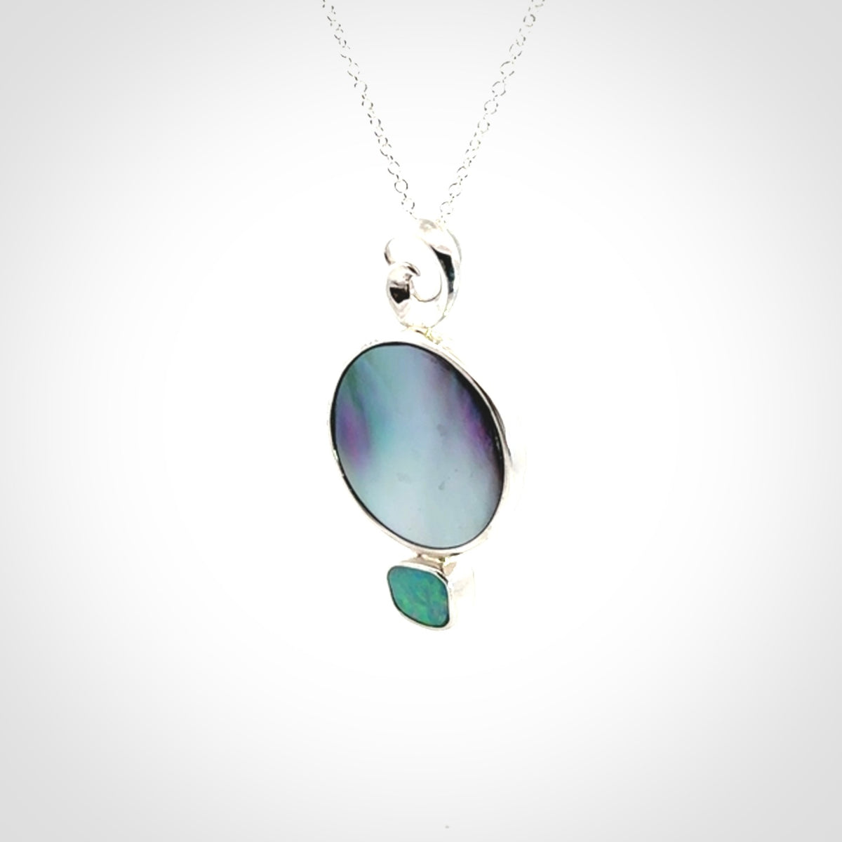 Mother of Pearl with Opal and Sterling Silver pendant
