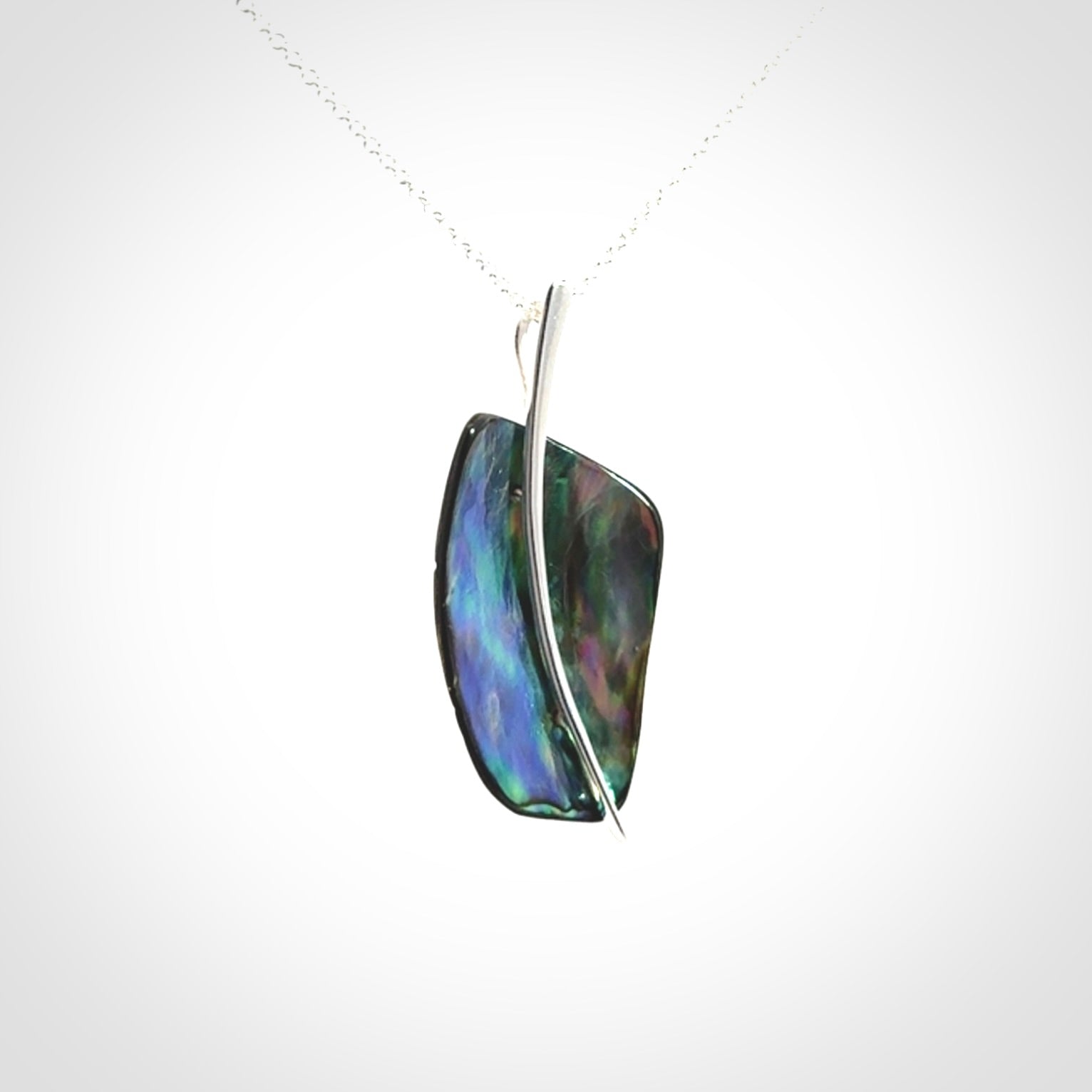 Paua shell with sterling silver pendant