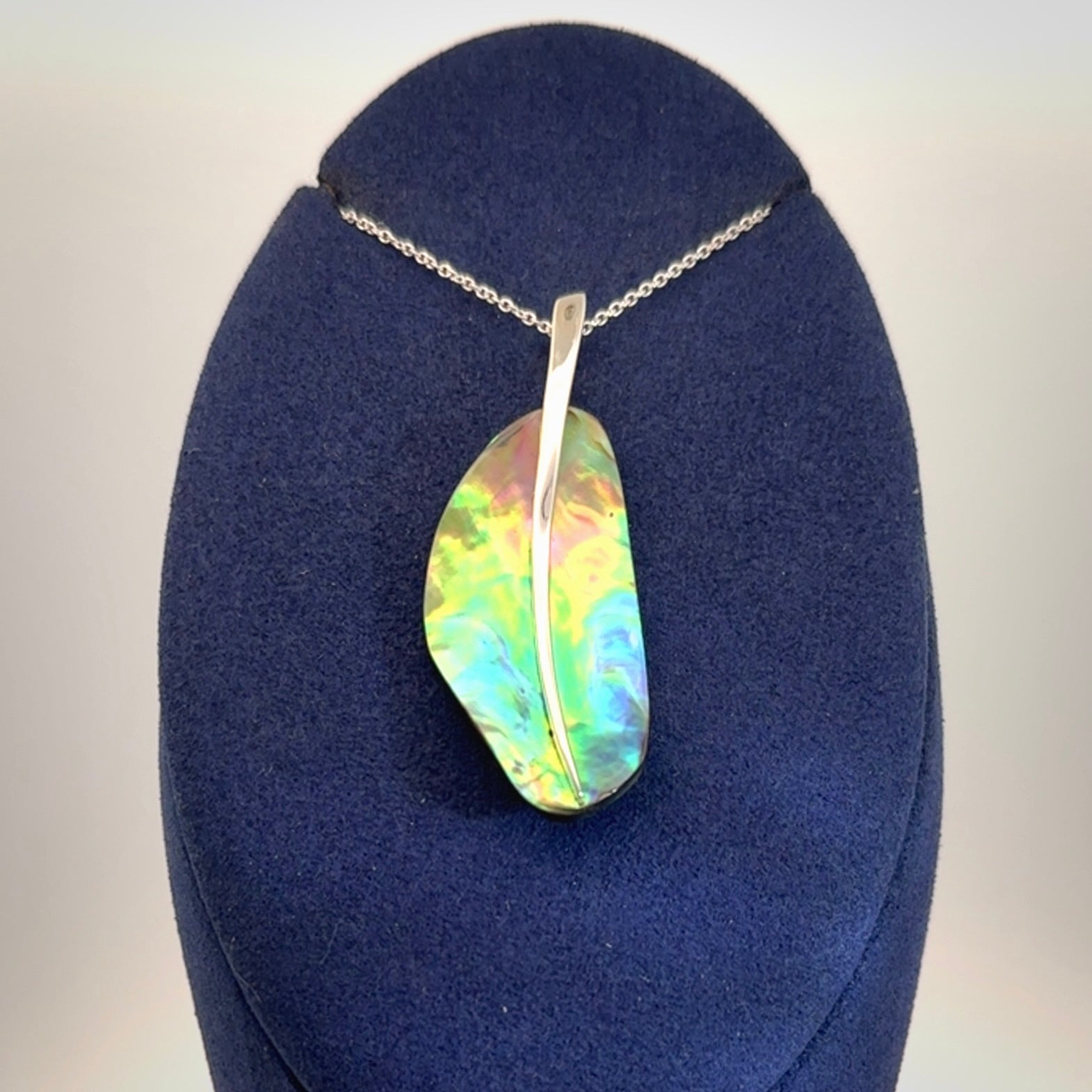 Paua shell with sterling silver pendant
