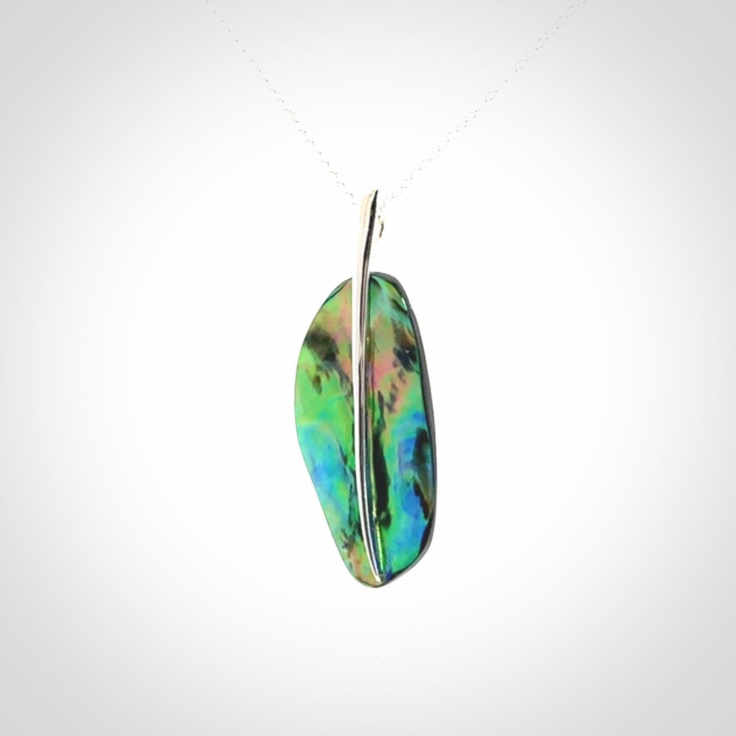 Paua shell with sterling silver pendant
