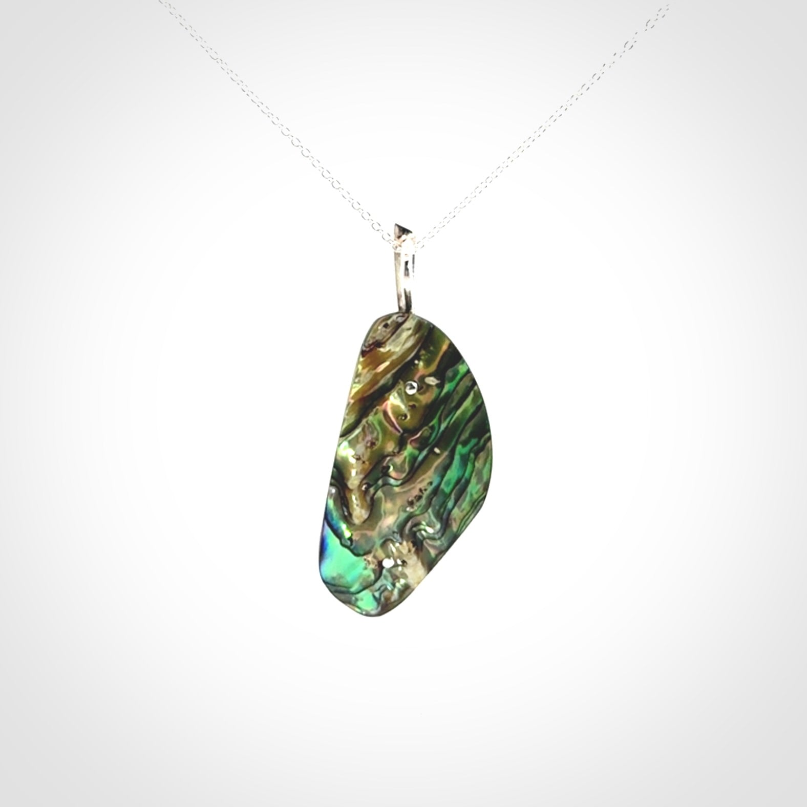 Paua shell with sterling silver pendant