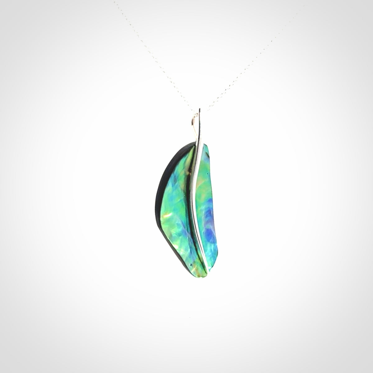 Paua shell with sterling silver pendant