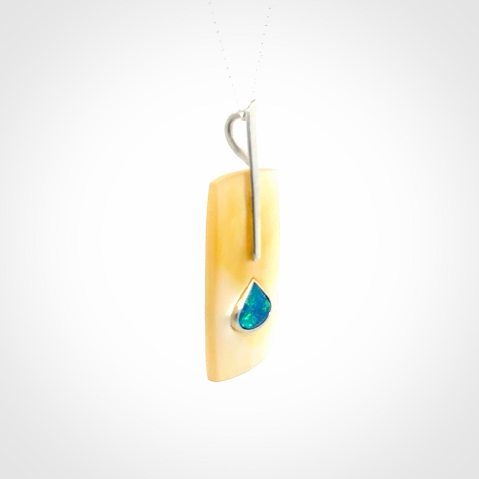 Mother of Pearl with Opal and Sterling Silver pendant