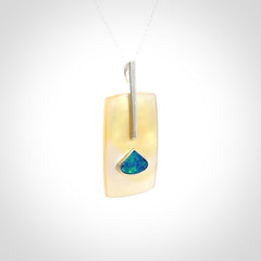 Mother of Pearl with Opal and Sterling Silver pendant
