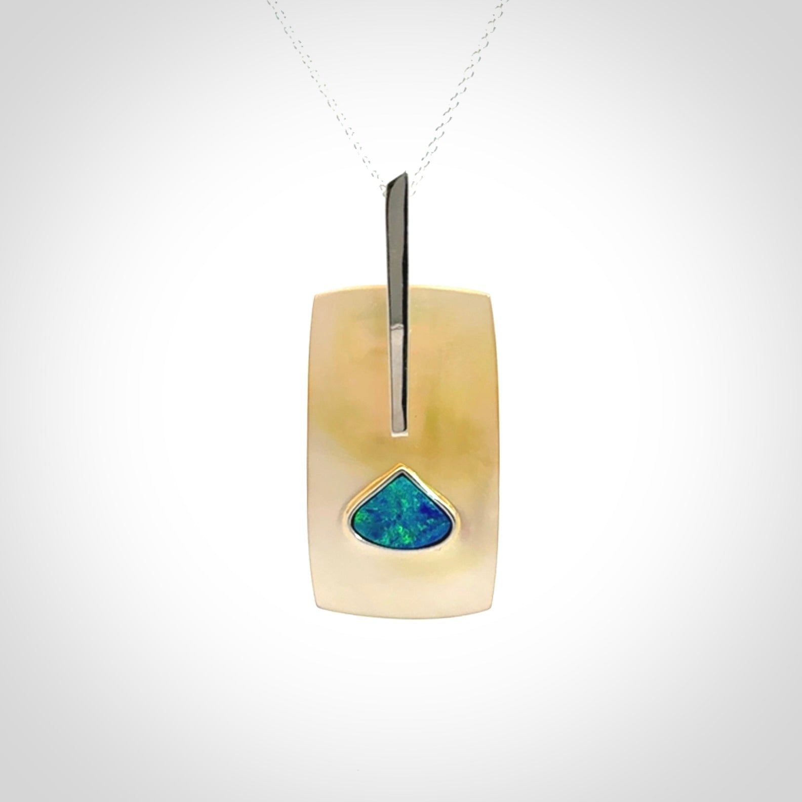 Mother of Pearl with Opal and Sterling Silver pendant