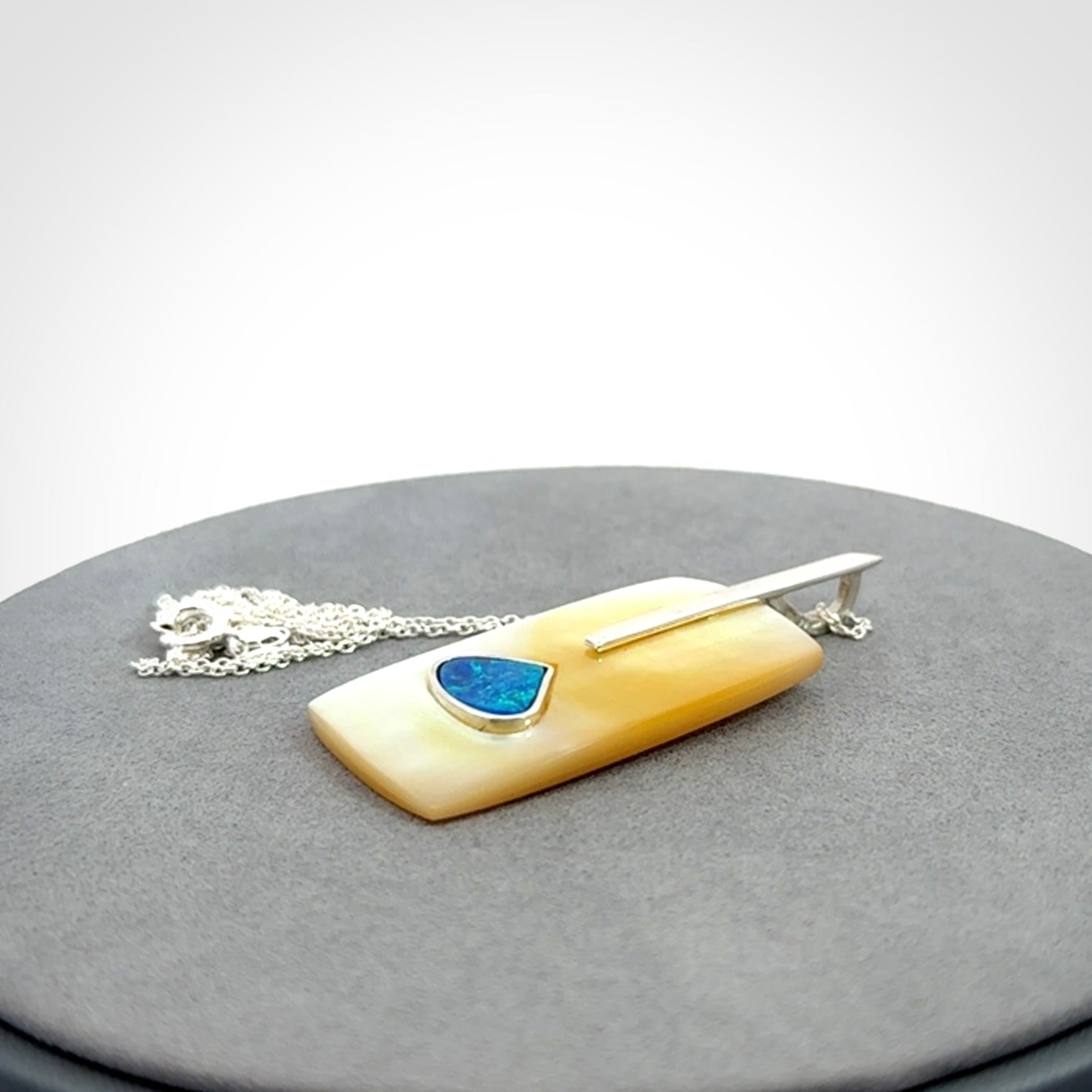 Mother of Pearl with Opal and Sterling Silver pendant