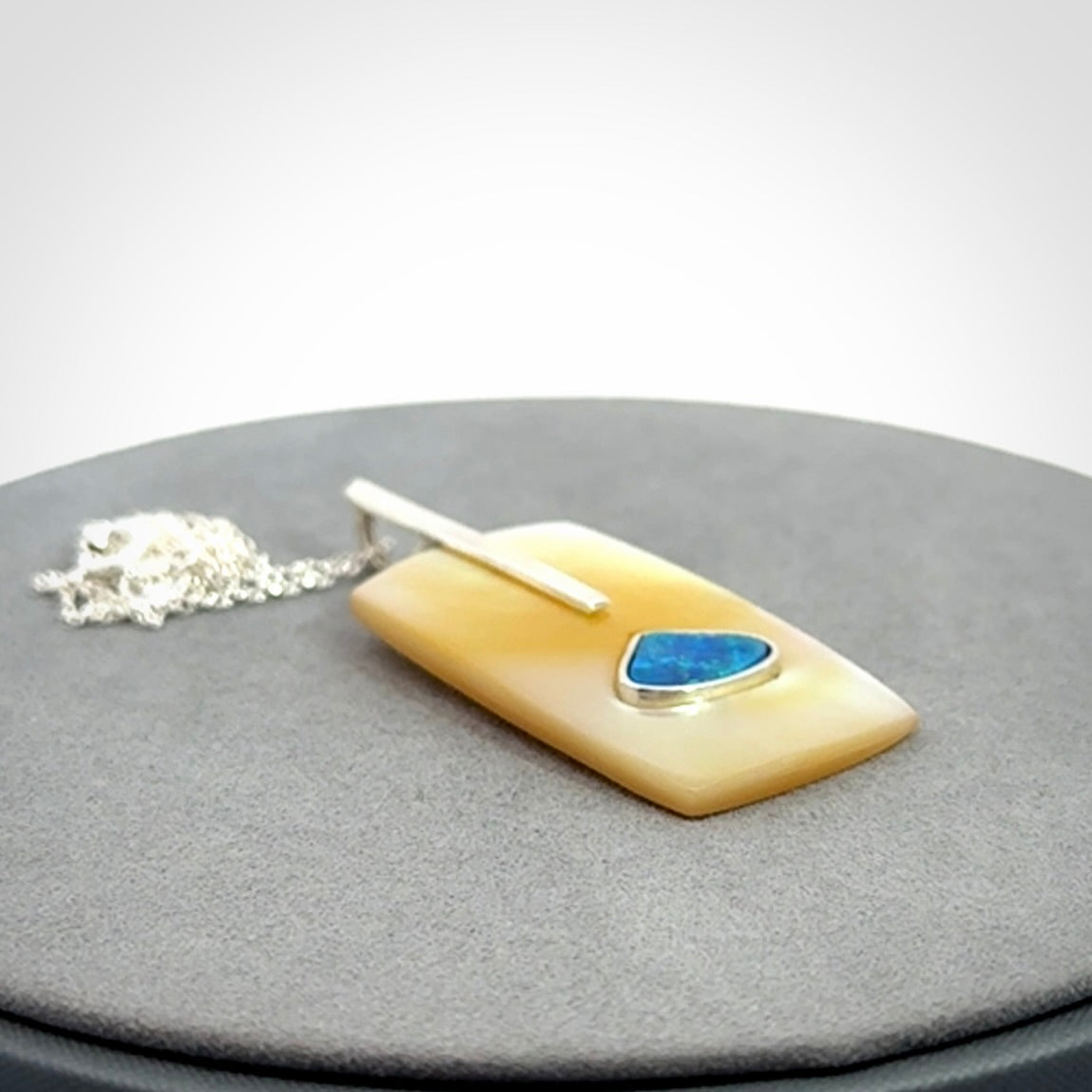 Mother of Pearl with Opal and Sterling Silver pendant