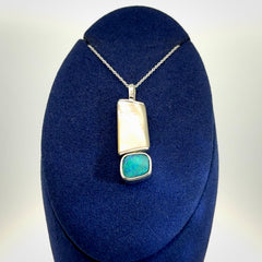 Mother of Pearl with Opal and Sterling Silver pendant