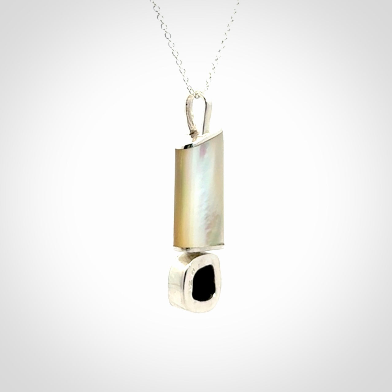 Mother of Pearl with Opal and Sterling Silver pendant