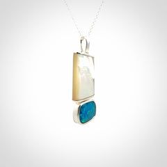 Mother of Pearl with Opal and Sterling Silver pendant