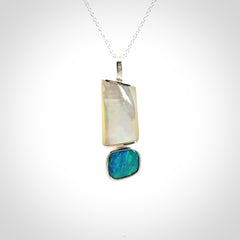 Mother of Pearl with Opal and Sterling Silver pendant